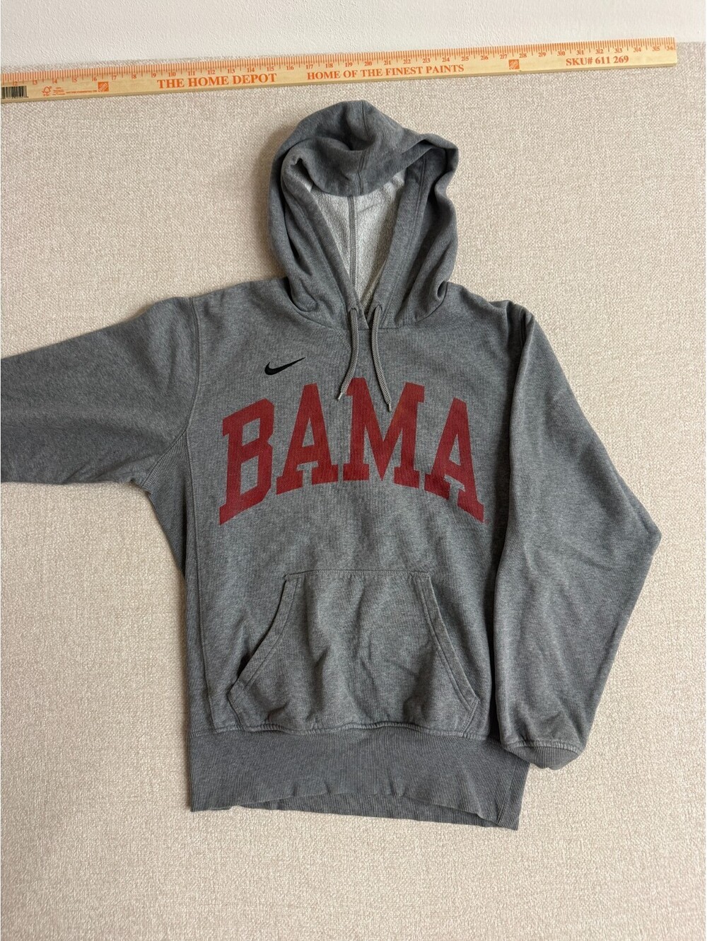 Nike Mens Medium Alabama Crimson Tide BAMA Hoodie Sweatshirt Grey Pullover